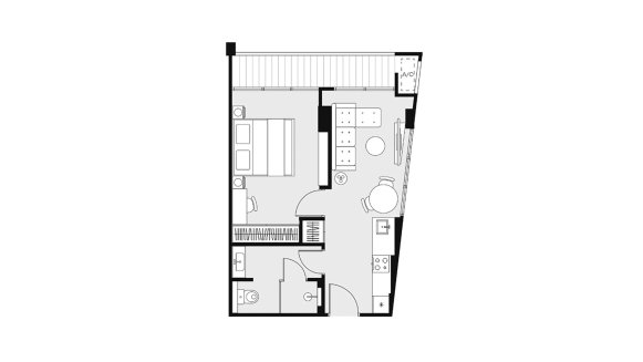 Condominium floor plan, 1 bedroom in Dominion Rawai No. 11008 (2D)